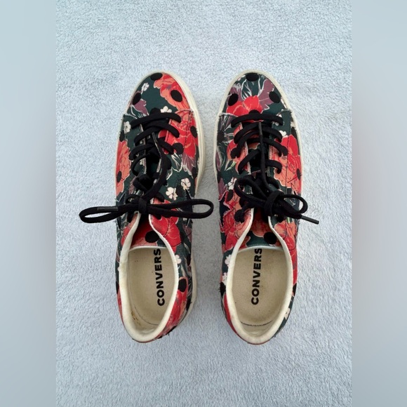 Converse Platform Shoes Sneakers Polka Dot Floral Sz 9.5 - Picture 4 of 8